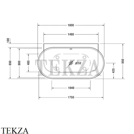 Duravit LUV Ванна овальная пристенный вариант, с двумя наклонами для спины 700433000000000, акрил, белый глянец