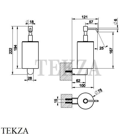 Gessi RILIEVO Дозатор для жидкого мыла, композит черный 59514-030, Copper глянец