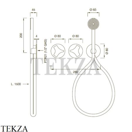 CEA ZIQQ Термостатический смеситель с душевым набором, на 2/3 потребителя, ZIQ71 Y