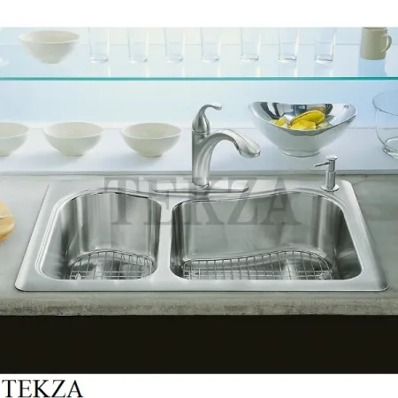Kohler Staccato Мойка для кухни с 4 отв. под смеситель K-3361-4-NA, нержавеющая сталь