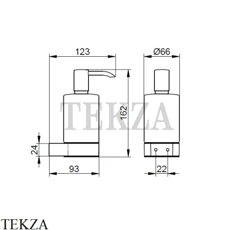 Keuco PLAN Дозатор жидкого мыла, хрусталь матовый, с держателем 14953179000, алюминий анодированный
