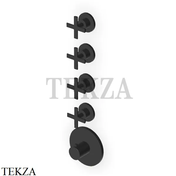 Zucchetti Gill Термостат для душа, 4 потока, внешняя часть ZGL5662.N1, черный goffrato