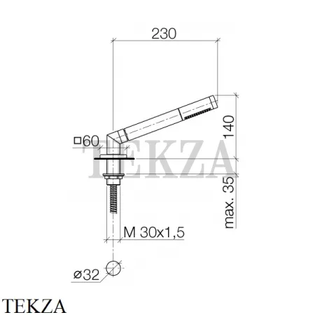 Dornbracht Встраиваемая душевая лейка на борт ванны 27702980-00, хром глянец