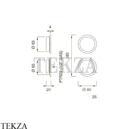 CEA GIOTTO Термостатический смеситель, 2/3 потока, внешняя часть, GIO55
