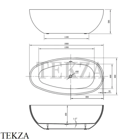 Vincea Ванна акриловая Vincea VBT-422-1800, слив-перелив в комплекте хром, цвет белый глянец