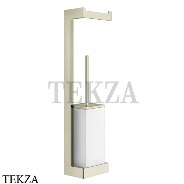 Gessi Rettangolo Стойка настенная с бумагодержателем и ершиком, белый 20867-720, Nickel PVD