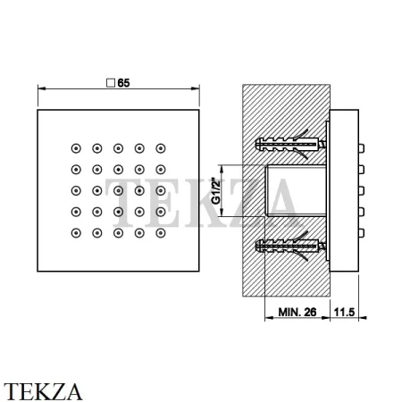 Gessi Rettangolo shower Боковая форсунка квадратная 32973-031, хром глянец