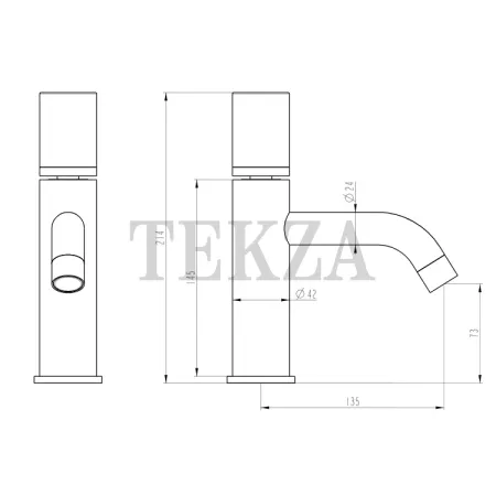 Boheme Stick Смеситель для раковины, без донного клапана Stick 121-SGM.3 Shine Gun Metal LINEA