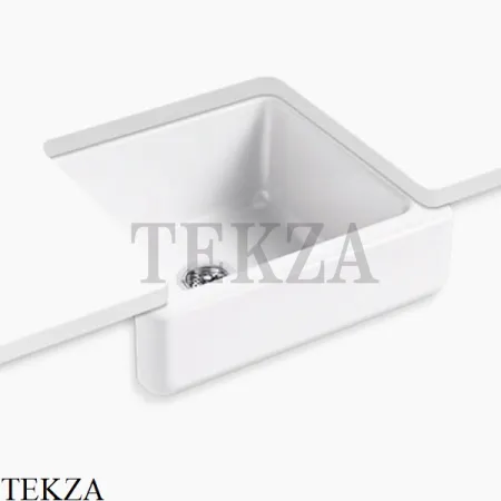 Kohler Whitehaven Мойка для кухни встраиваемая снизу с узким фартуком K-5664-0, чугун, белый глянец