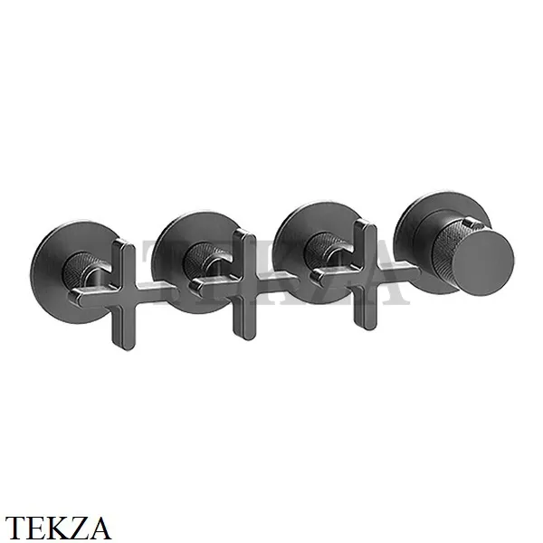 Gessi INCISO SHOWER Термостатический смеситель, 3 потока, внешняя часть 58436-707, Black Metal Brushed