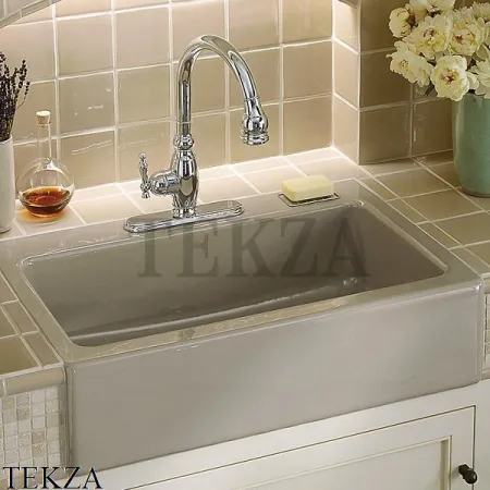 Kohler Dickinson Мойка для кухни встраиваемая сверху с фартуком, 3 отверстия, чугун K-6546-3-0, белый глянец