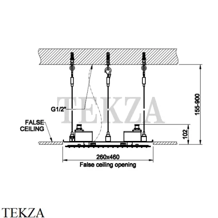 Gessi MINIMALI Встраиваемая в потолок душевая система, 1 функция 57805-238, скрытая часть
