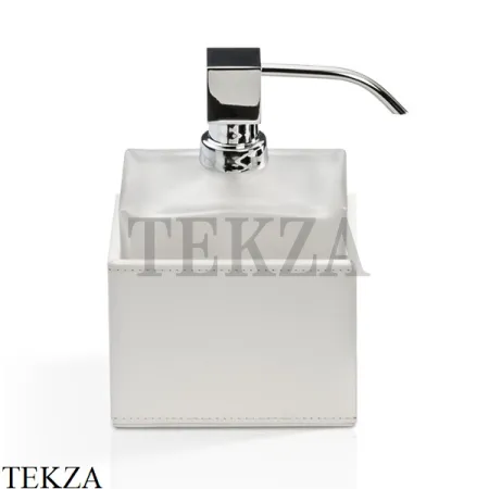Decor Walther BROWNIE SSP Дозатор для мыла настольный, стекло матовое 0931354, белый матовый, эко-кожа