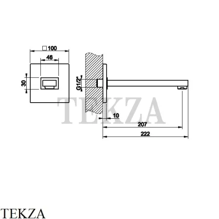 Gessi Rettangolo Излив для раковины настенный 20,7 см 20114-735, Warm Bronze
