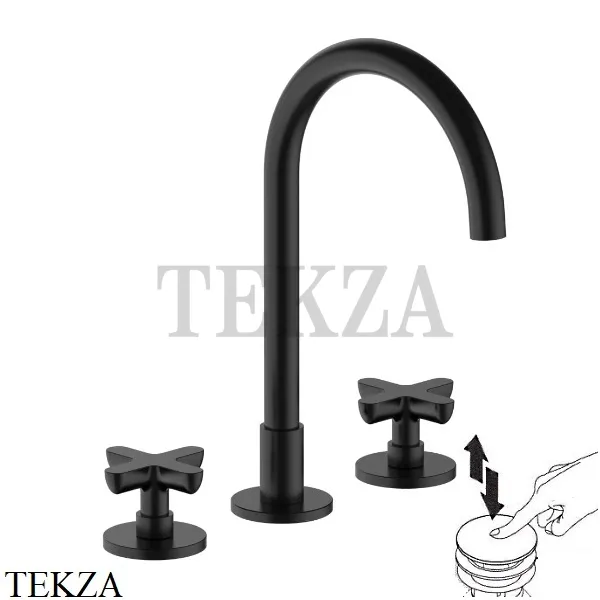 Fantini Icona Classic Смеситель для раковины, с донным клапаном 5313R007, Черный матовый