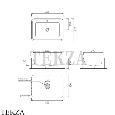 Cielo SHUI Раковина накладная 60, с переливом SHLAA6020 CN, Canapa