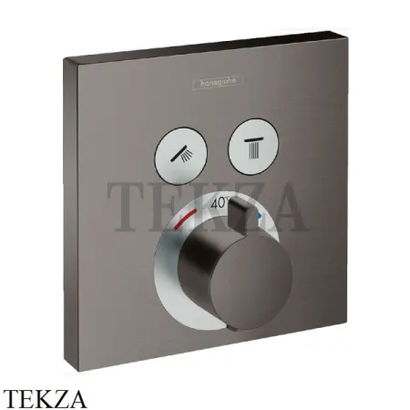 Hansgrohe ShowerSelect Термостат для душа на 2 потребителя, квадрат, внешняя часть 15763340, черный хром brushed