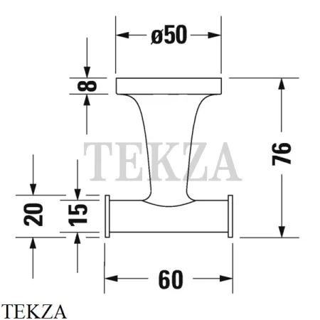 Duravit Starck T Крючок для халата и полотенца двойной 0099304600, черный матовый