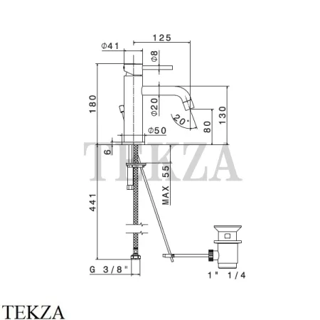Newform XT Смеситель для раковины 125, с донным клапаном 4200.M0.071, Gold satin