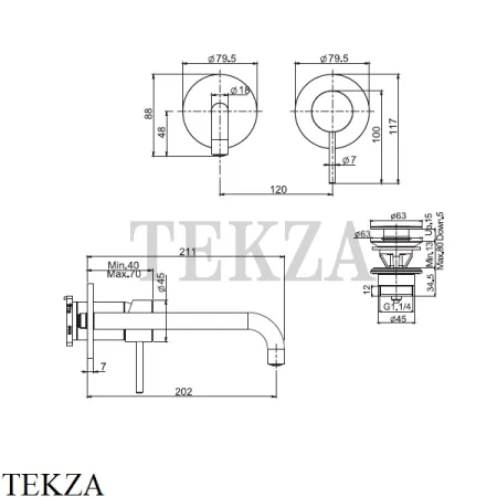 FIMA Carlo Frattini Spillo UP Смеситель для раковины, внешняя часть F3051NLX9NS, черный матовый