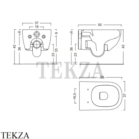 NIC Design PIN Унитаз подвесной Rimless, сиденье с микролифтом 003 709 003, белый матовый