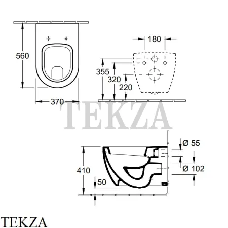 Villeroy & Boch SUBWAY Унитаз подвесной "с полкой" 66031001, сиденье с микролифтом SLIMSEAT, белый глянец
