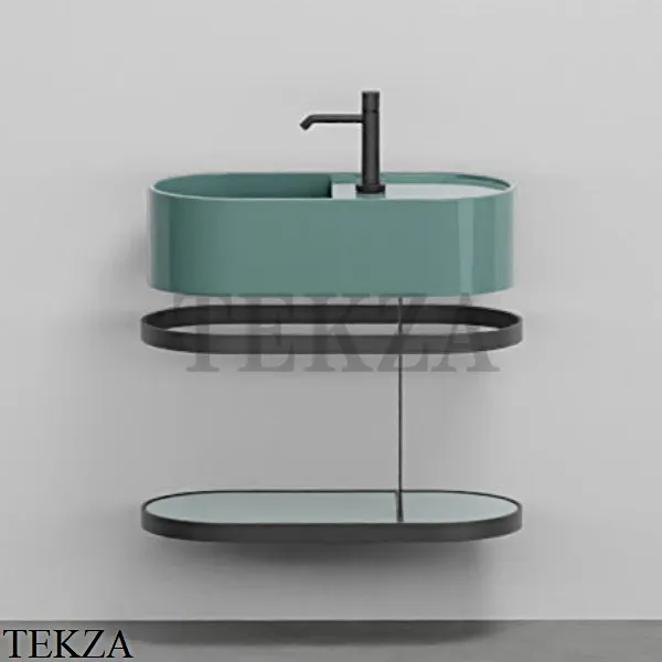 Cielo Les Petites Ovale 60 Консоль с раковиной LPLAO60, керамическая полка, Smeraldo