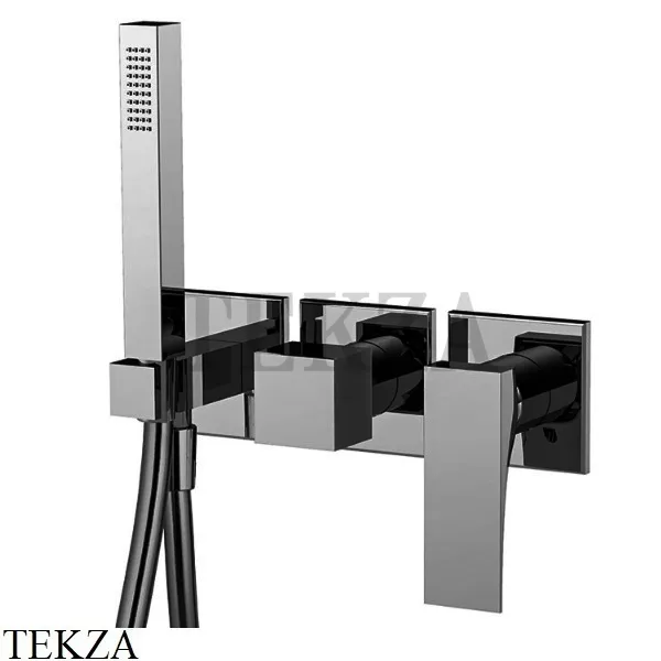FIMA Carlo Frattini Zeta Смеситель для душа 2 потока, с гарнитуром F3989X8CN, Black chrome