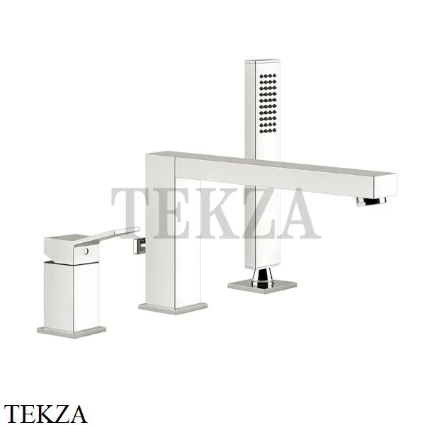 Gessi RETTANGOLO K Смеситель для ванны на 3 отверстия 53037-720, Nickel PVD