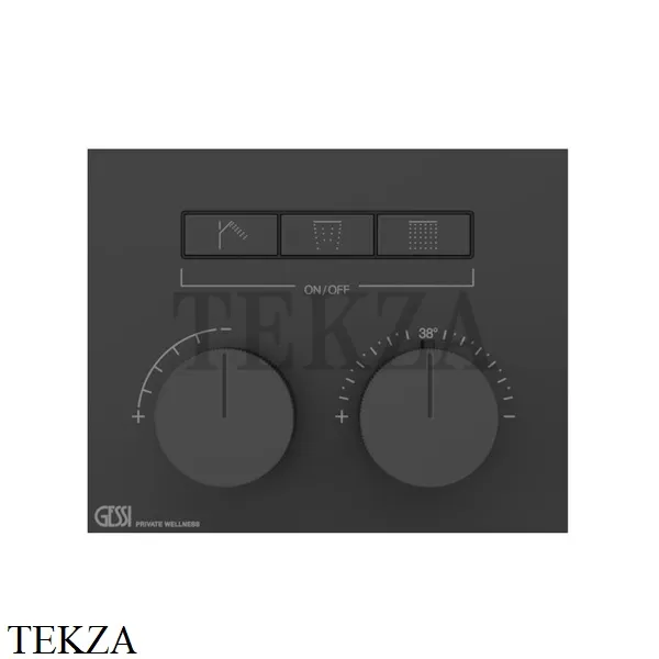 Gessi HI-FI Термостатический смеситель на 3 потока, внешняя часть 63006-299, Black XL