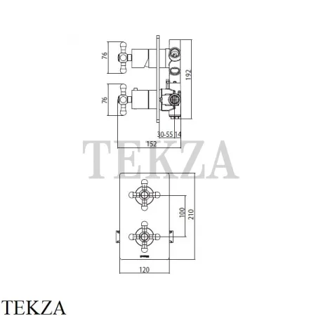 Bossini LIBERTY Термостатический смеситель на 1, 2, 3, 4, 5 выходов, внешняя часть Z00068.030, хром глянец