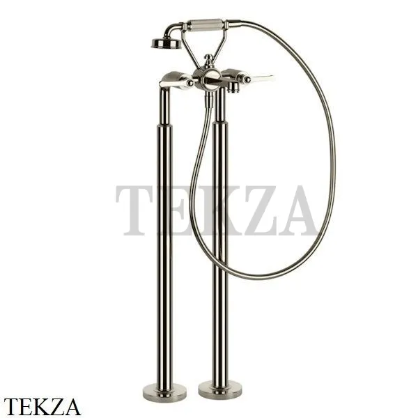 Gessi VENTI20 Смеситель для ванны напольный с гарнитуром 65128-720, Nickel PVD