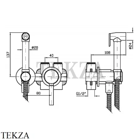 Zucchetti Гигиенический душ с отдельным смесителем ZP6417.W1, белый матовый