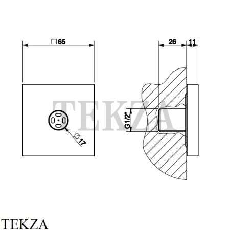 Gessi Rettangolo shower Боковая форсунка с распылителем 32979-706, Black Metal