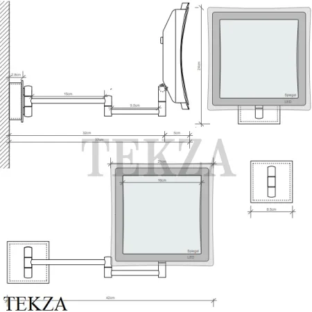 Decor Walther BS 84 Touch Косметическое зеркало, 5х увеличение, от батарейки 0121600, хром глянец