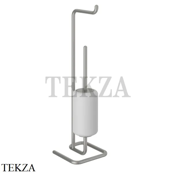 Gessi Goccia Стойка с держателем для туалетной бумаги и ершиком 38067-147, Chrome Brushed