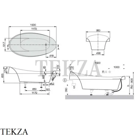 Villeroy & Boch AVEO Ванна встраиваемая UBQ194AVE7V-01, Quaryl, белый глянец