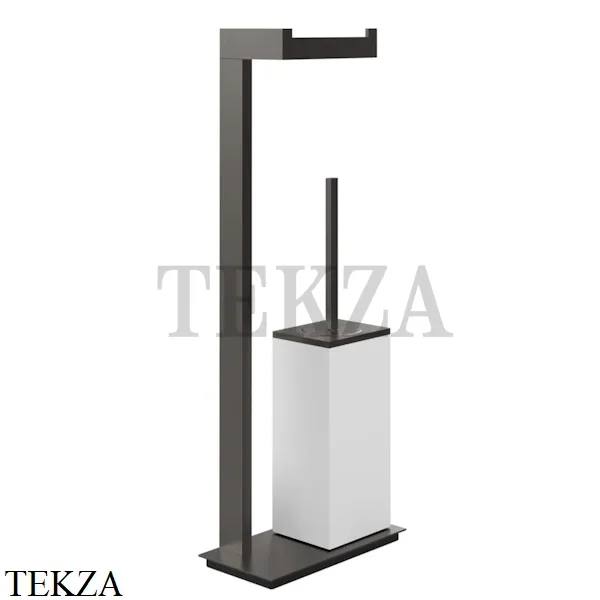 Gessi Rettangolo Стойка напольная с бумагодержателем и ершиком, белый 20933-707, Black Metal Brushed