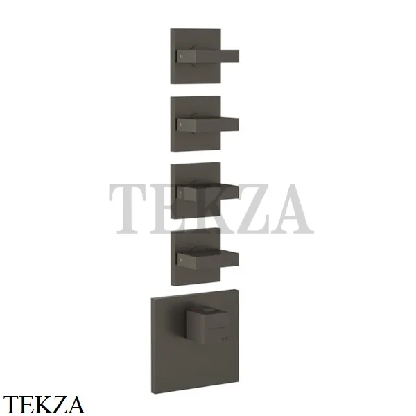 Gessi Rettangolo Wellness Термостат на 4 выхода, внешняя часть 43218-707, Black Metal Brushed