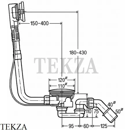 Viega Simplex Слив-перелив для ванны с центральным сливом 595678, крышка ABS хром