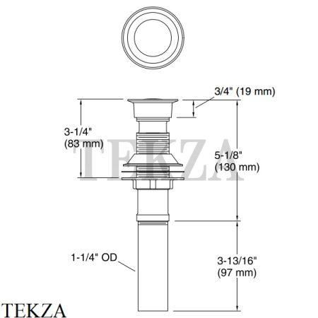 Kohler Pop-Up Clicker Drain Донный клапан для раковин без перелива