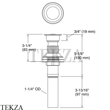 Kohler Pop-Up Clicker Drain Донный клапан для раковин без перелива K-7124-CP, хром глянец