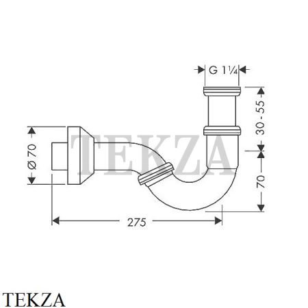 Hansgrohe Flowstar Сифон трубчатый для биде 55237000, хром глянец