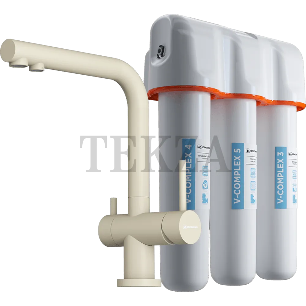 Omoikiri Nagano-GR-P + Pure drop Lite Комплект смеситель+фильтр 4044.8028P ваниль