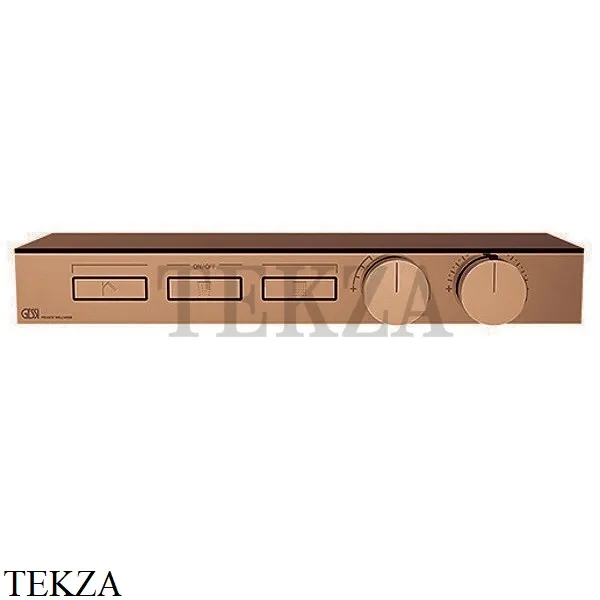 Gessi HI-FI Термостатический смеситель с полочкой, на 3 потока, внешняя часть 63024-726, Warm Bronze Br.