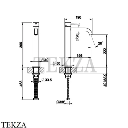 Gessi 316 INTRECCIO Смеситель для раковины, длинный излив, без гарнитура 54106-726, Warm Bronze Br.