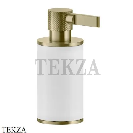 Gessi INCISO accessories Дозатор настольный для жидкого мыла, белый 58537-727, Brushed Brass
