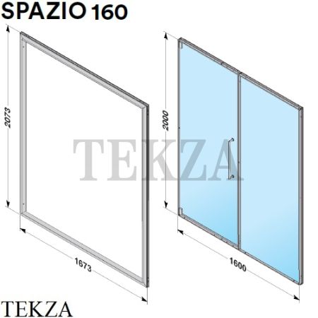 Effegibi SPAZIO 160 Дверь распашная реверсивная для хаммам HA60050080