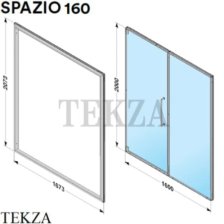 Effegibi SPAZIO 160 Дверь распашная реверсивная для хаммам HA60050080