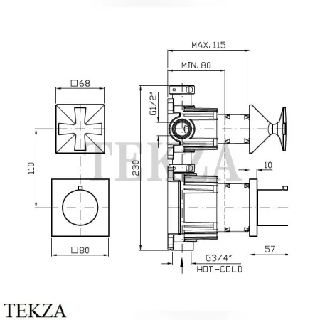 Zucchetti Bellagio Термостат для душа, 1 выход, внешняя часть ZB1801, хром глянец